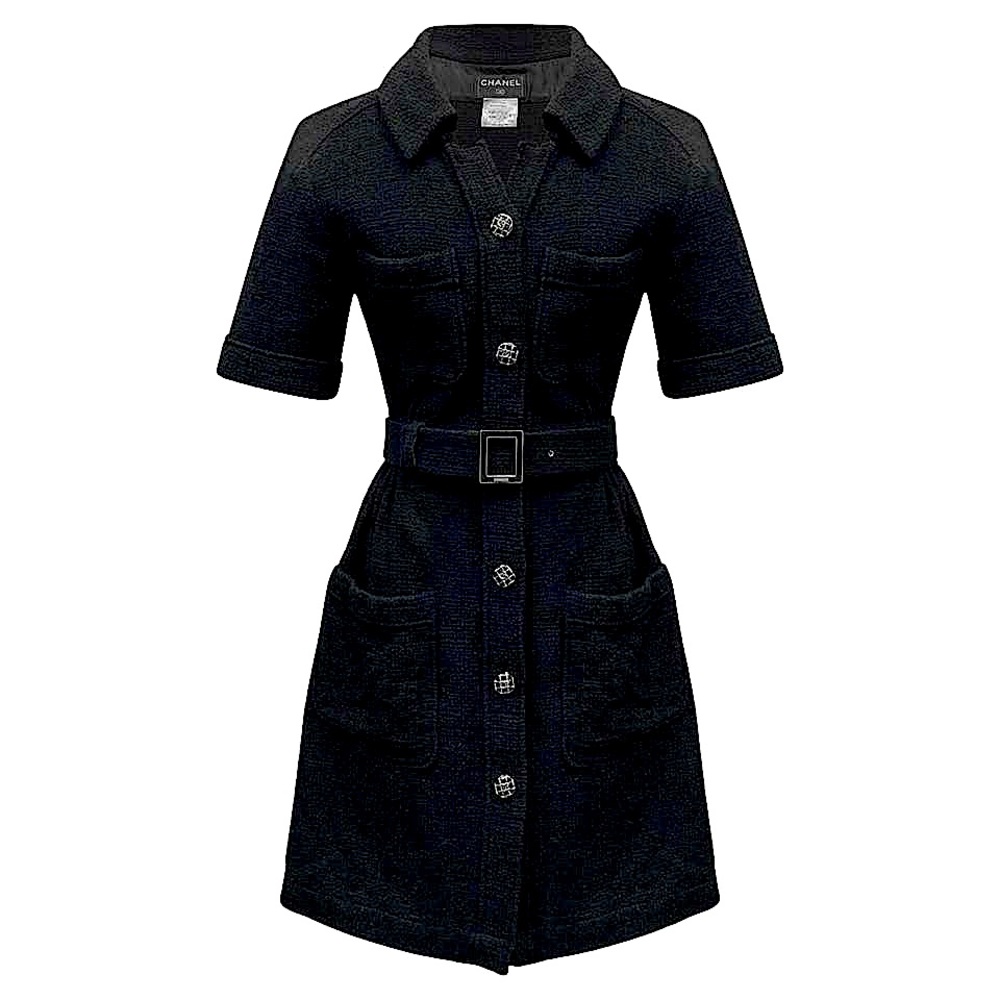 CHANEL COUTURE Vintage Black Coat Dress-FR(48) US(14-16)SEE PHOTO/READ/RARE FIND